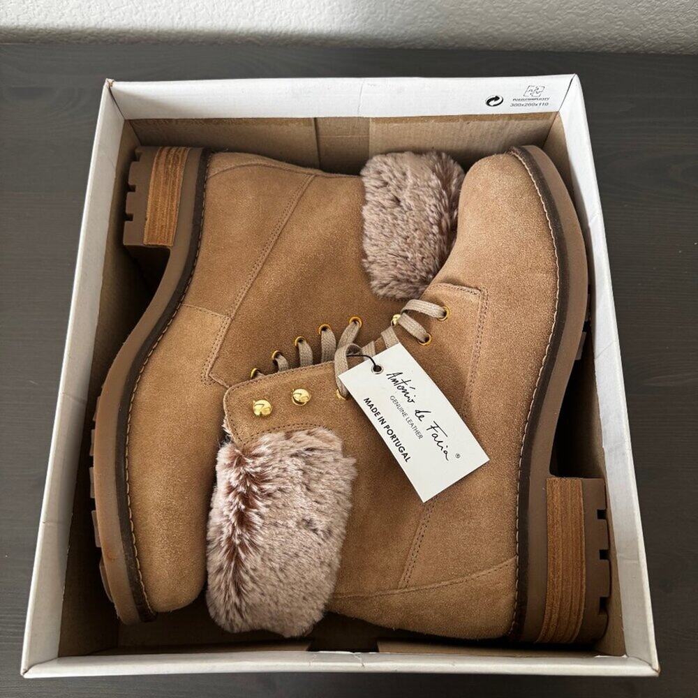 Antonio La Faria | NIB Leather Ankle Lace-up Boots with Side Zip size 9.5 - Picture 2 of 11